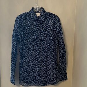 Ted Baker Navy Shirt with Light Blue Floral Pattern